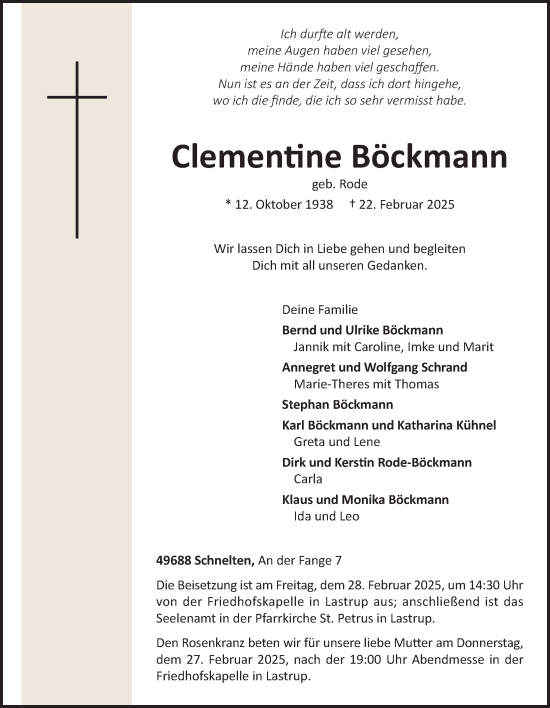 Anzeige von Clementine Böckmann von OM-Medien