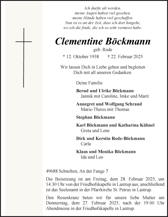 Anzeige von Clementine Böckmann von OM-Medien