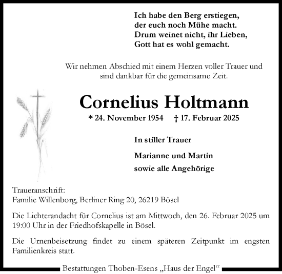 Anzeige von Cornelius Holtmann von OM-Medien