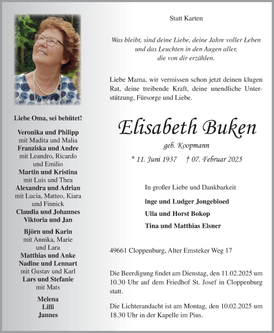 Anzeige von Elisabeth Buken von OM-Medien