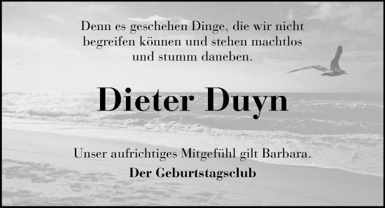 Anzeige von Dieter Duyn von OM-Medien