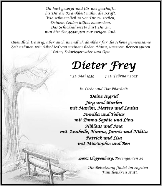 Anzeige von Dieter Frey von OM-Medien