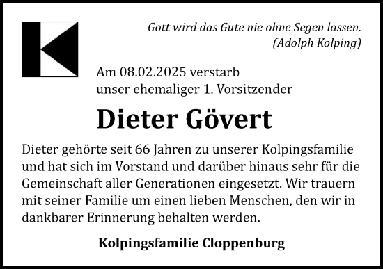 Anzeige von Dieter Gövert von OM-Medien