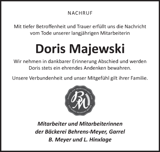 Anzeige von Doris Majewski von OM-Medien