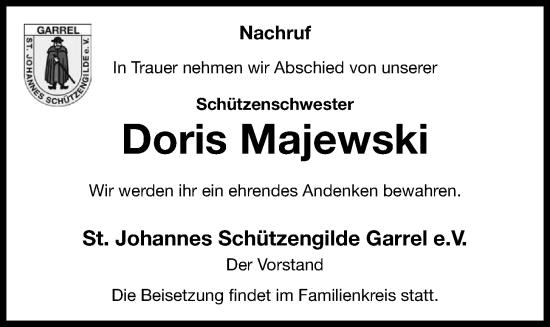 Anzeige von Doris Majewski von OM-Medien