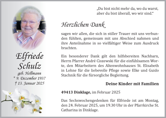 Anzeige von Elfriede Schulz von OM-Medien