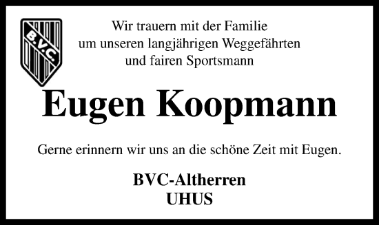Anzeige von Eugen Koopmann von OM-Medien