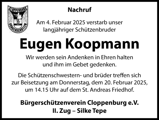 Anzeige von Eugen Koopmann von OM-Medien