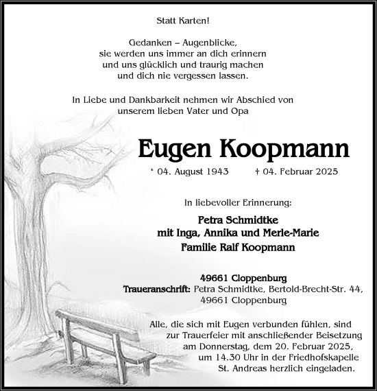 Anzeige von Eugen Koopmann von OM-Medien