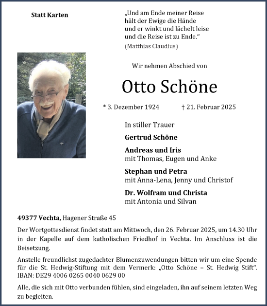 Anzeige von Otto Schöne  von OM Medien