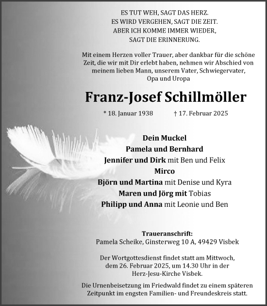 Anzeige von Franz-Josef Schillmöller von OM-Medien