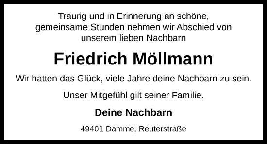 Anzeige von Friedrich Möllmann von OM-Medien