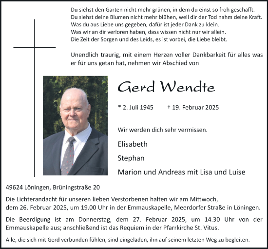 Anzeige von Gerd Wendte von OM-Medien
