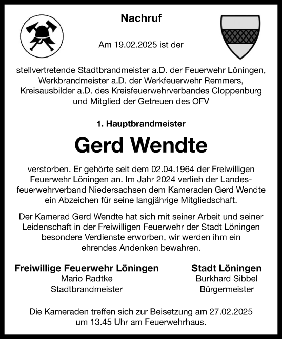 Anzeige von Gerd Wendte von OM-Medien