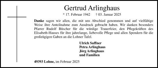 Anzeige von Gertrud Arlinghaus von OM-Medien