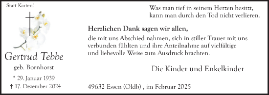 Anzeige von Gertrud Tebbe von OM-Medien