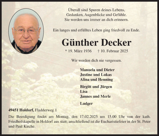 Anzeige von Günther Decker von OM-Medien