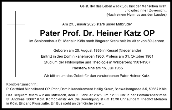 Anzeige von Heiner Katz von OM-Medien