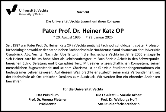 Anzeige von Heiner Katz von OM-Medien