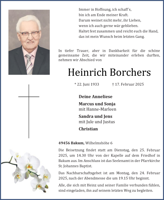 Anzeige von Heinrich Borchers von OM-Medien