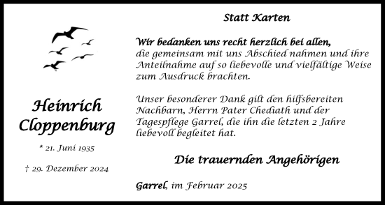 Anzeige von Heinrich Cloppenburg von OM-Medien