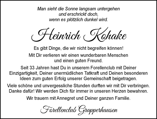 Anzeige von Heinrich Kohake von OM-Medien