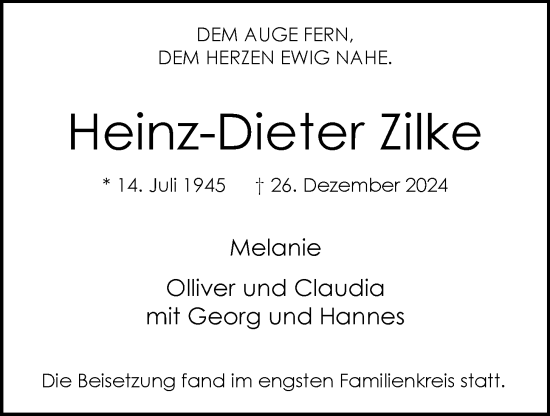 Anzeige von Heinz-Dieter Zilke von OM-Medien