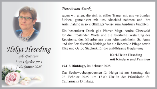 Anzeige von Helga Heseding von OM-Medien