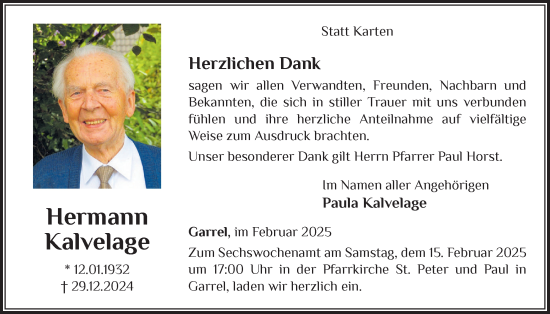 Anzeige von Hermann Kalvelage von OM-Medien