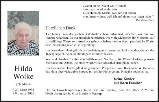 Anzeige von Hilda Wolke von OM-Medien