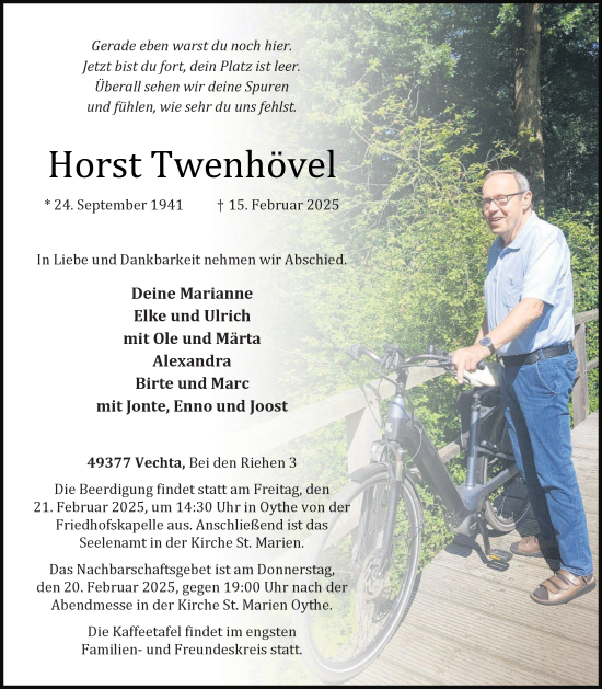 Anzeige von Horst Twenhövel von OM-Medien
