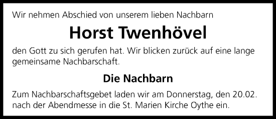 Anzeige von Horst Twenhövel von OM-Medien