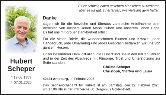 Anzeige von Hubert Scheper von OM-Medien