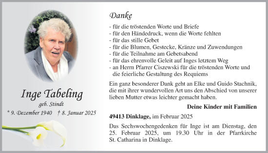 Anzeige von Inge Tabeling von OM-Medien