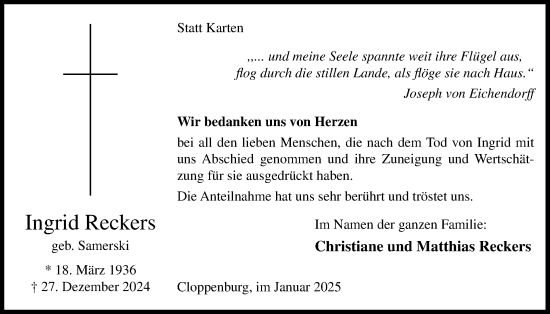 Anzeige von Ingrid Reckers von OM-Medien