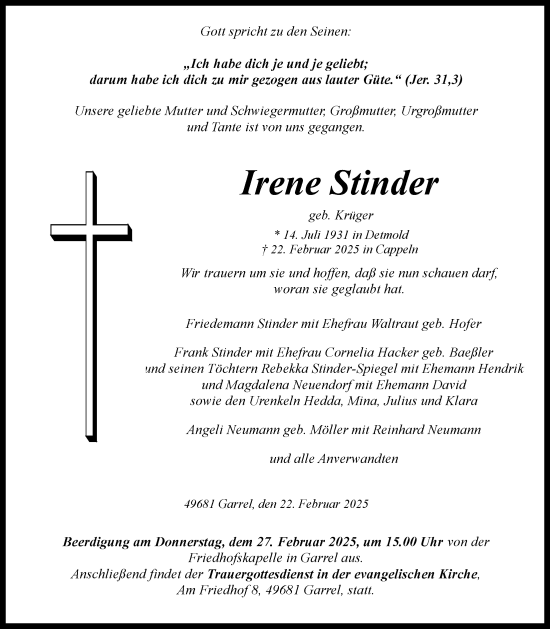 Anzeige von Irene Stinder von OM-Medien