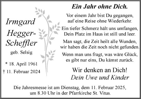 Anzeige von Irmgard Hegger-Scheffler von OM-Medien