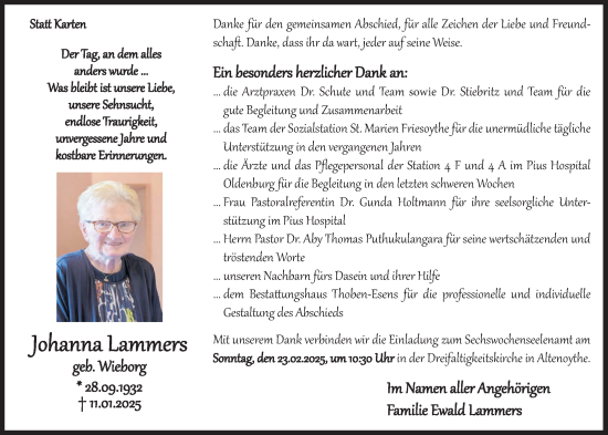 Anzeige von Johanna Lammers von OM-Medien