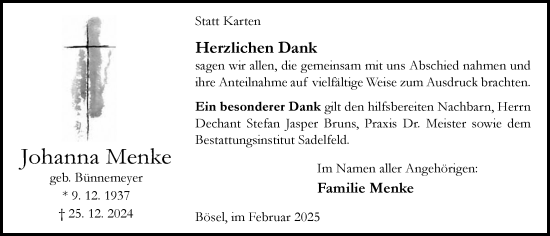 Anzeige von Johanna Menke von OM-Medien