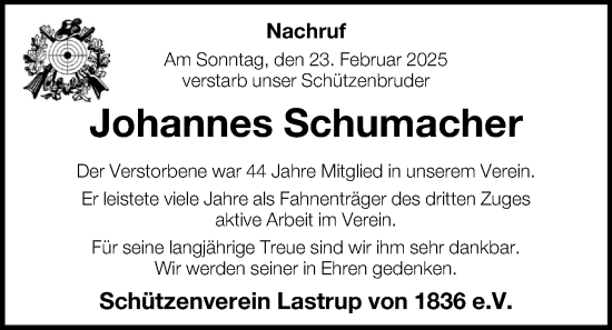 Anzeige von Johannes Schumacher von OM-Medien