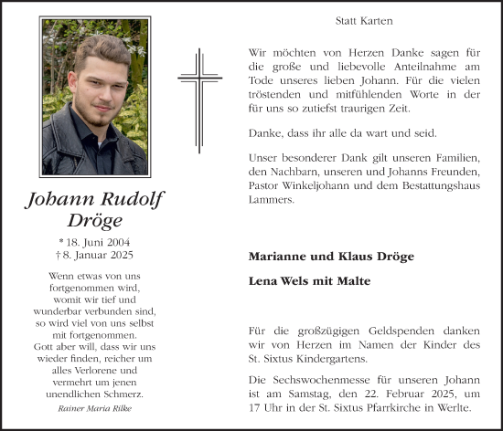 Anzeige von Johann Rudolf Dröge von OM-Medien