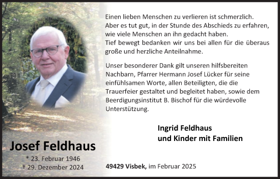 Anzeige von Josef Feldhaus von OM-Medien