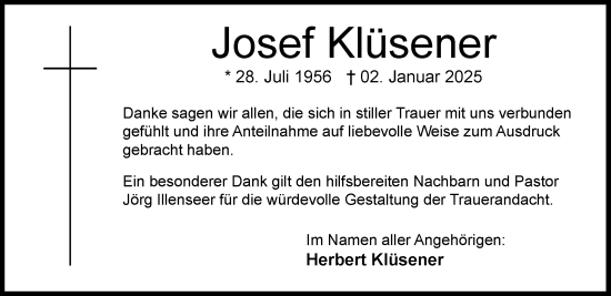 Anzeige von Josef Klüsener von OM-Medien