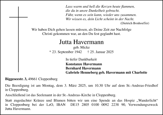Anzeige von Jutta Havermann von OM-Medien