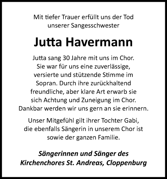 Anzeige von Jutta Havermann von OM-Medien