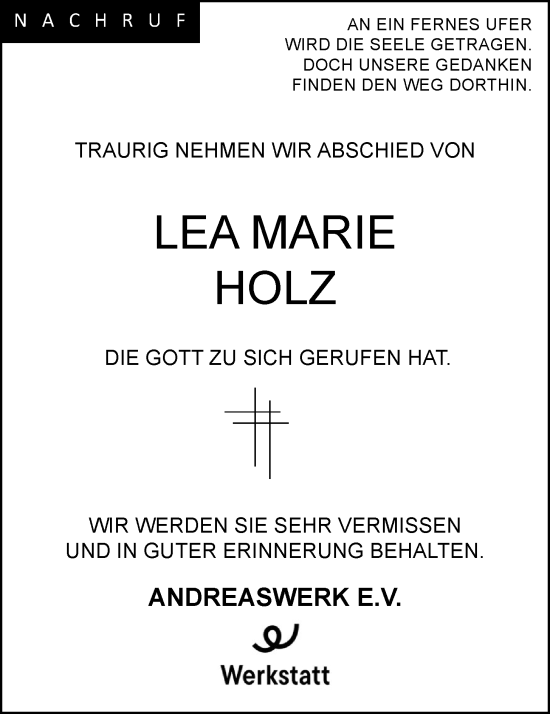 Anzeige von Lea Marie Holz von OM-Medien