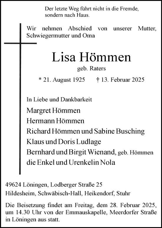 Anzeige von Lisa Hömmen von OM-Medien