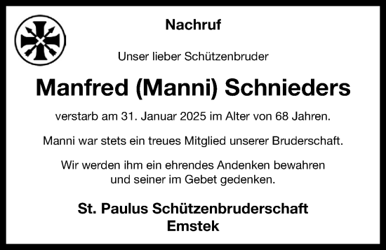 Anzeige von Manfred Schnieders von OM-Medien