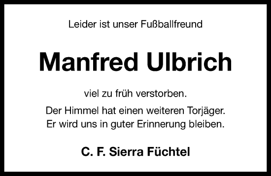 Anzeige von Manfred Ulbrich von OM-Medien