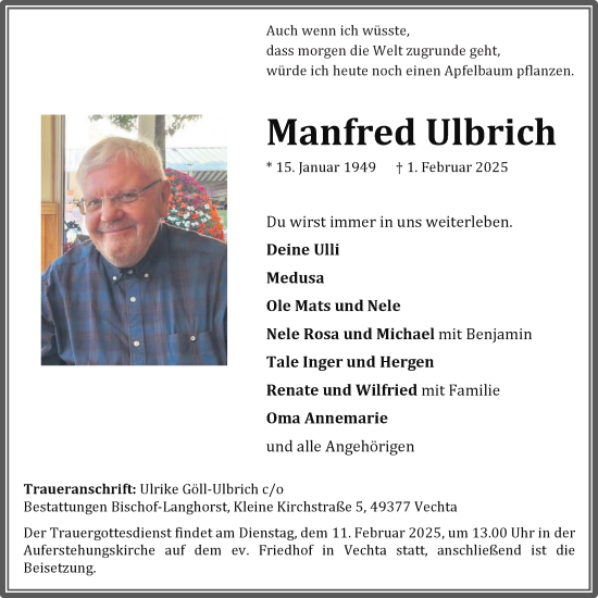 Anzeige von Manfred Ulbrich von OM-Medien